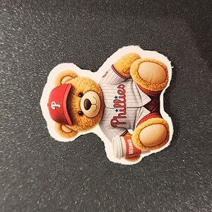 Brotherly Love Bear Phillies Sticker 1.8" × 2"
